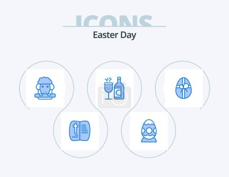 Illustration for Easter Blue Icon Pack 5 Icon Design. birthday. ddrink. easter. easter. glass - Royalty Free Image