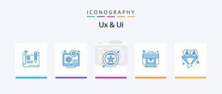 Téléchargez les illustrations : Ux And Ui Blue 5 Icon Pack Including conversion. creator. evaluation. content. star. Creative Icons Design - en licence libre de droit