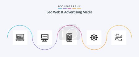 Ilustración de Seo Web And Advertising Media Line 5 Icon Pack Including achieve. target. screen. mobile graph. infographic - Imagen libre de derechos