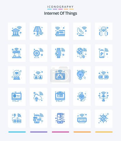 Illustration for Creative Internet Of Things 25 Blue icon pack  Such As smart. science. internet. satellite dish. transport - Royalty Free Image