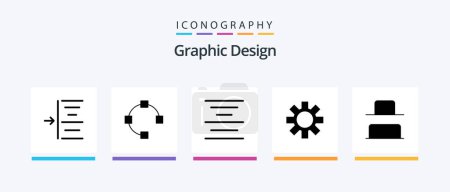 Téléchargez les illustrations : Pack Icône Design Glyph 5 inclus. texte. vertical. en bas. Icônes créatives Design - en licence libre de droit