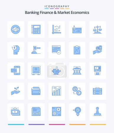 Ilustración de Banca Creativa Finanzas y Economía de Mercado 25 Blue icon pack Tales como datos. analítica. cálculo. analítica. gráfico - Imagen libre de derechos