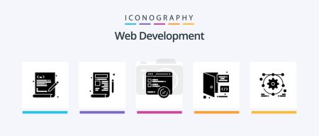 Ilustración de Web Development Glyph 5 Icon Pack Including web design. page. development. development. browser. Creative Icons Design - Imagen libre de derechos