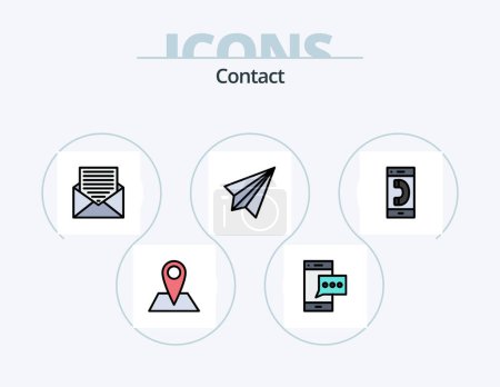 Téléchargez les illustrations : Ligne de contact rempli Icône Pack 5 Icône Design. Contactez-nous. communication. enveloppe. Envoie. nous contacter - en licence libre de droit