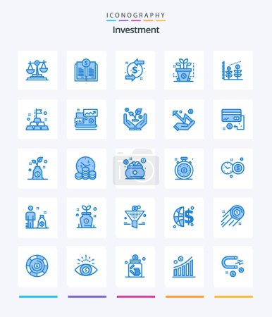 Ilustración de Creative Investment 25 Azul icono paquete Tal como rico. Oro. Atrás. startup. financiación - Imagen libre de derechos
