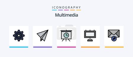 Téléchargez les illustrations : Multimedia Line Filled 5 Icon Pack Including . calendar. message. Creative Icons Design - en licence libre de droit
