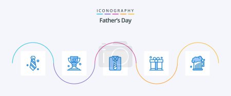 Téléchargez les illustrations : Fathers Day Blue 5 Icon Pack Including dad. fathers day. clothes. father. gift - en licence libre de droit