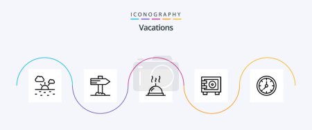 Ilustración de Paquete de iconos de la línea 5 de las vacaciones incluyendo. a salvo. dinero . - Imagen libre de derechos