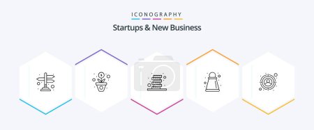 Ilustración de Paquete de iconos de Startups And New Business 25 Line, incluido. objetivo. Fichas. seo. estrategia - Imagen libre de derechos