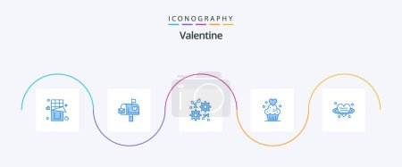 Illustration for Valentine Blue 5 Icon Pack Including sweets. muffins. letter box. cup cake. wedding - Royalty Free Image