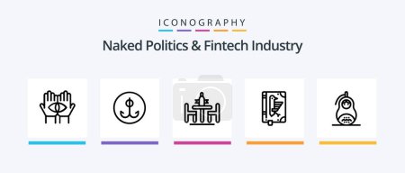 Téléchargez les illustrations : Naked Politics And Fintech Industry Line 5 Icon Pack Including book. hook. advertising. fishing. news. Creative Icons Design - en licence libre de droit