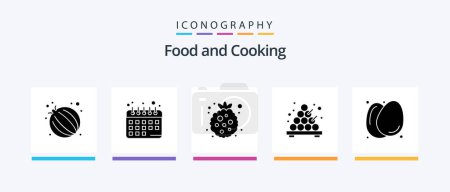 Téléchargez les illustrations : Food Glyph 5 Icon Pack Including . food. healthy. eggs. takoyaki. Creative Icons Design - en licence libre de droit