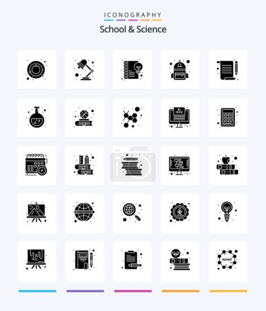 Ilustración de Creative School And Science 25 Glyph Solid Black icon pack  Such As notes.. content. student. bag - Imagen libre de derechos