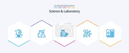 Illustration for Science 25 Blue icon pack including . . medicine. science. science - Royalty Free Image