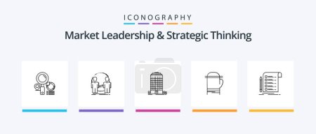 Illustration for Market Leadership And Strategic Thinking Line 5 Icon Pack Including finder. search. line. gear. idea. Creative Icons Design - Royalty Free Image
