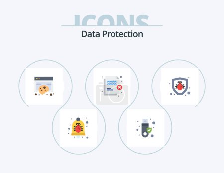 Illustration for Data Protection Flat Icon Pack 5 Icon Design. security. file. usb. deny. policy - Royalty Free Image
