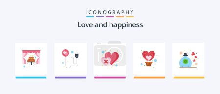 Illustration for Love Flat 5 Icon Pack Including gift. heart. dislike. fly. air. Creative Icons Design - Royalty Free Image