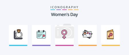 Illustration for Womens Day Line Filled 5 Icon Pack Including tulip. eight. women. feminine. Creative Icons Design - Royalty Free Image