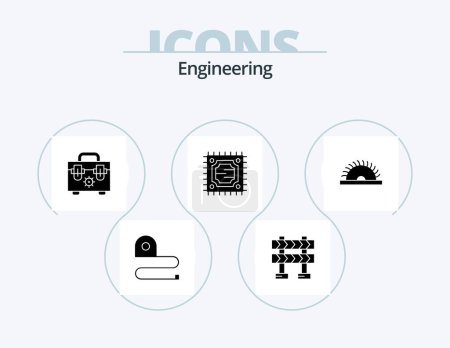 Téléchargez les illustrations : Engineering Glyph Icon Pack 5 Icon Design. . tool. construction. saw. processor - en licence libre de droit