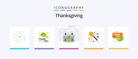 Illustration for Thanksgiving Flat 5 Icon Pack Including gift box. thanksgiving. calendar. sweets. honey. Creative Icons Design - Royalty Free Image