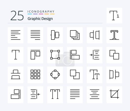 Téléchargez les illustrations : Design 25 Line icon pack including style. family. layers. text. bold - en licence libre de droit