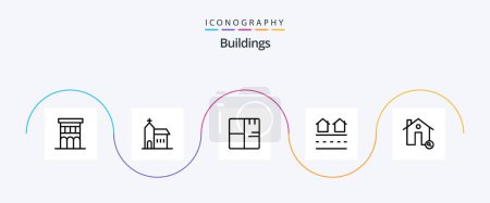 Illustration for Buildings Line 5 Icon Pack Including housing. estate. historic. plant. buildings - Royalty Free Image