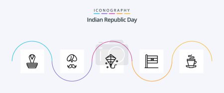 Illustration for Indian Republic Day Line 5 Icon Pack Including day. flag. people. indian. flying - Royalty Free Image