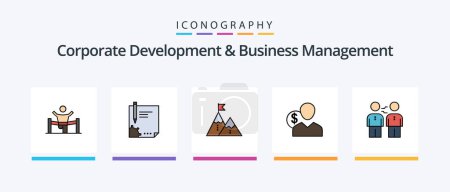 Illustration for Corporate Development And Business Management Line Filled 5 Icon Pack Including ladder. advancement. desk. career. place. Creative Icons Design - Royalty Free Image