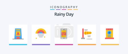Illustration for Rainy Flat 5 Icon Pack Including furniture. clothes. weather. windy. air. Creative Icons Design - Royalty Free Image