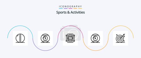 Téléchargez les illustrations : Sports et activités Line 5 Icon Pack Incluant l'icône de ligne. Boule. jouer. kayak. bateau - en licence libre de droit