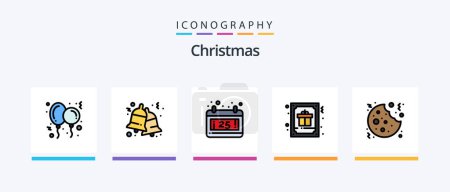 Illustration for Christmas Line Filled 5 Icon Pack Including desktop. back. cinema. masks. comedy. Creative Icons Design - Royalty Free Image