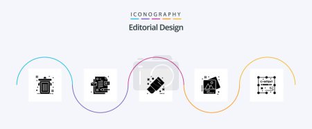 Ilustración de Diseño editorial Glyph 5 Icon Pack Incluyendo diseño. documentos. oficina. contenido. imagen - Imagen libre de derechos