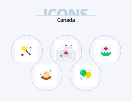 Illustration for Canada Flat Icon Pack 5 Icon Design. flag. leaf. dipper. wine. decoration - Royalty Free Image
