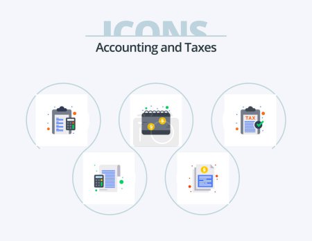 Illustration for Taxes Flat Icon Pack 5 Icon Design. payday. calendar. financial. payable. charge - Royalty Free Image