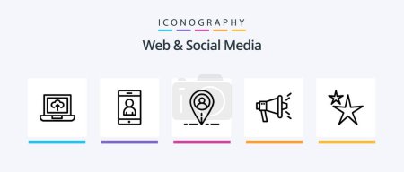 Téléchargez les illustrations : Web And Social Media Line 5 Icon Pack Including . internet. play. globe. social. Creative Icons Design - en licence libre de droit