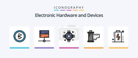Ilustración de Devices Line Filled 5 Icon Pack Including equipment. electric. full. devices. focus. Creative Icons Design - Imagen libre de derechos
