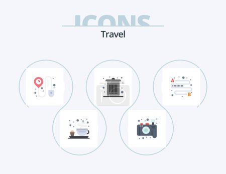 Illustration for Travel Flat Icon Pack 5 Icon Design. . place. online. travel. waste - Royalty Free Image