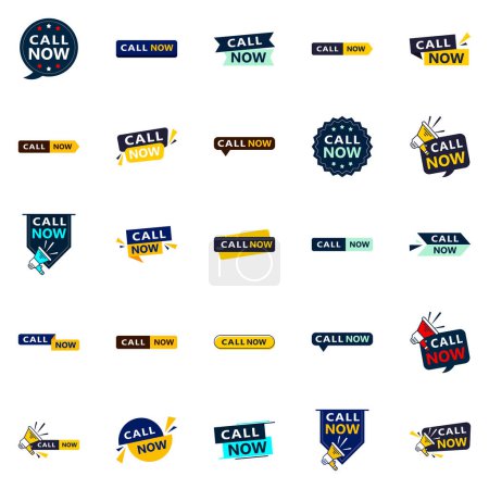 Illustration for Call Now 25 Unique Typographic Designs to stand out and drive phone calls - Royalty Free Image