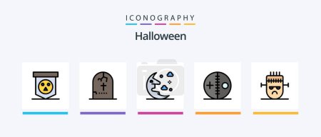 Illustration for Halloween Line Filled 5 Icon Pack Including address. halloween. witch. horror. sweet. Creative Icons Design - Royalty Free Image