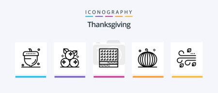 Illustration for Thanksgiving Line 5 Icon Pack Including american football. leaf. winter. autumn. food. Creative Icons Design - Royalty Free Image
