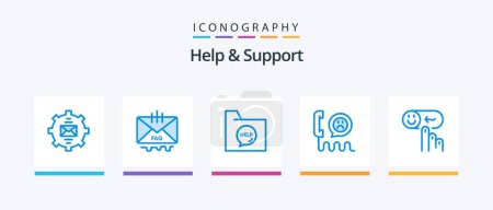 Illustration for Help And Support Blue 5 Icon Pack Including help. emotion. file. rating. help. Creative Icons Design - Royalty Free Image