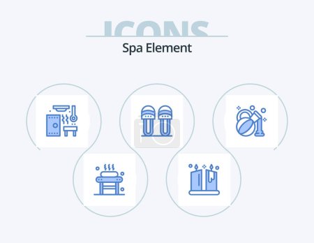Illustration for Spa Element Blue Icon Pack 5 Icon Design. olive. footwear. ornamental. comfortable. spa - Royalty Free Image