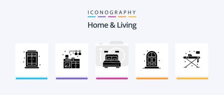 Illustration for Home And Living Glyph 5 Icon Pack Including . iron. room. living. door. Creative Icons Design - Royalty Free Image