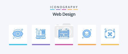Téléchargez les illustrations : Web Design Blue 5 Icon Pack Including case. layer. design. graphic. creative. Creative Icons Design - en licence libre de droit