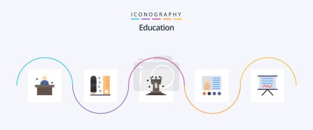 Illustration for Education Flat 5 Icon Pack Including presentation. conference. ruler. blackboard. speech - Royalty Free Image