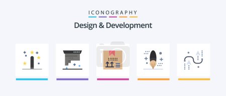 Illustration for Design and Development Flat 5 Icon Pack Including design. brush. development. programing. design. Creative Icons Design - Royalty Free Image