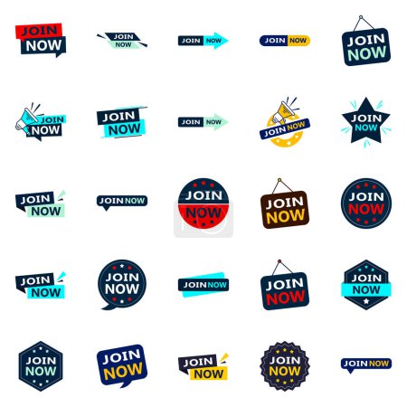 Téléchargez les illustrations : 25 Versatile Typographic Banners for promoting joining in different contexts - en licence libre de droit