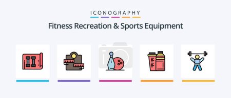 Illustration for Fitness Recreation And Sports Equipment Line Filled 5 Icon Pack Including weight. equipment. kegling. dumbbell. beat. Creative Icons Design - Royalty Free Image