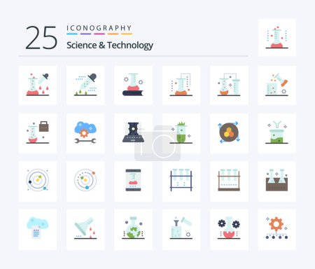 Illustration for Science And Technology 25 Flat Color icon pack including science education. expansion and innovation. science knowledge. scientific research. science lab - Royalty Free Image