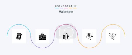 Ilustración de Valentine Glyph 5 Icon Pack Including love. valentines. love. valentine. images - Imagen libre de derechos